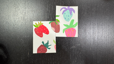 Strawberries aceo art card thumbnail 2