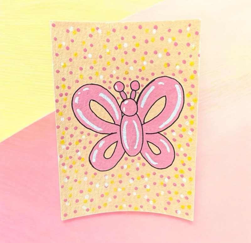 Balloon animal butterfly aceo art card