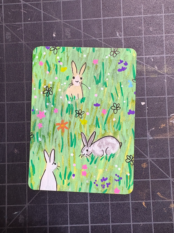 Bunnies Five aceo art card