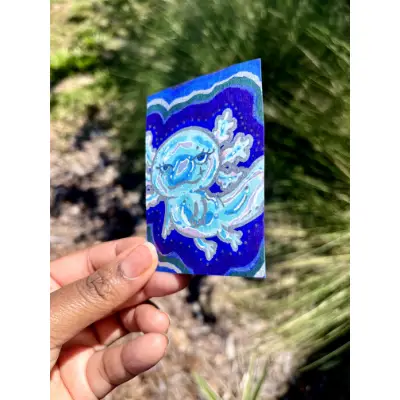 Royal Blue Jelly Axolotl aceo art card thumbnail 2