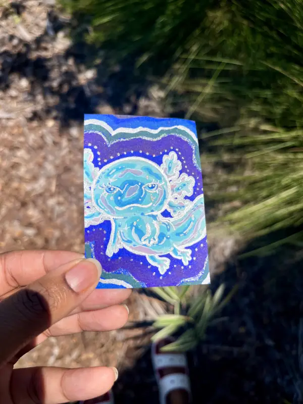 Royal Blue Jelly Axolotl aceo art card