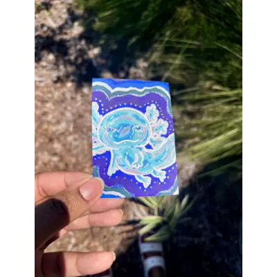 Royal Blue Jelly Axolotl aceo art card thumbnail 1