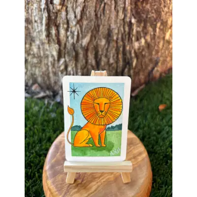 Leo the Lion aceo art card thumbnail 1