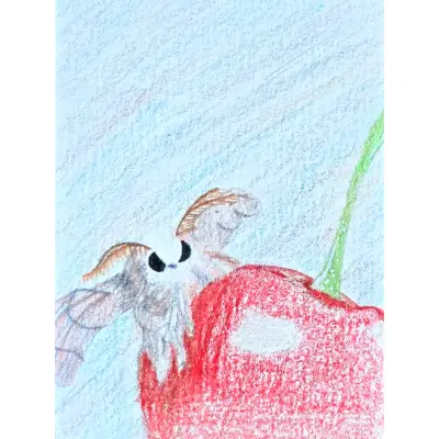 Moth on cherry aceo art card thumbnail 2