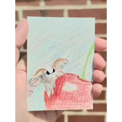 Moth on cherry aceo art card thumbnail 1