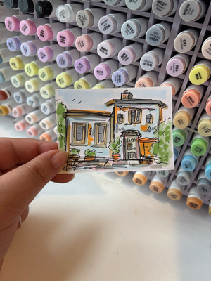 “Our Home” Urban Sketch aceo art card thumbnail 1