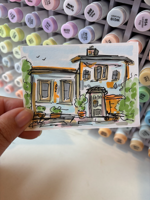 “Our Home” Urban Sketch aceo art card thumbnail 2