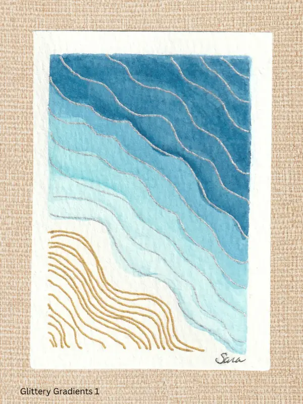Abstract Ocean - Glittery Gradients Series aceo art card