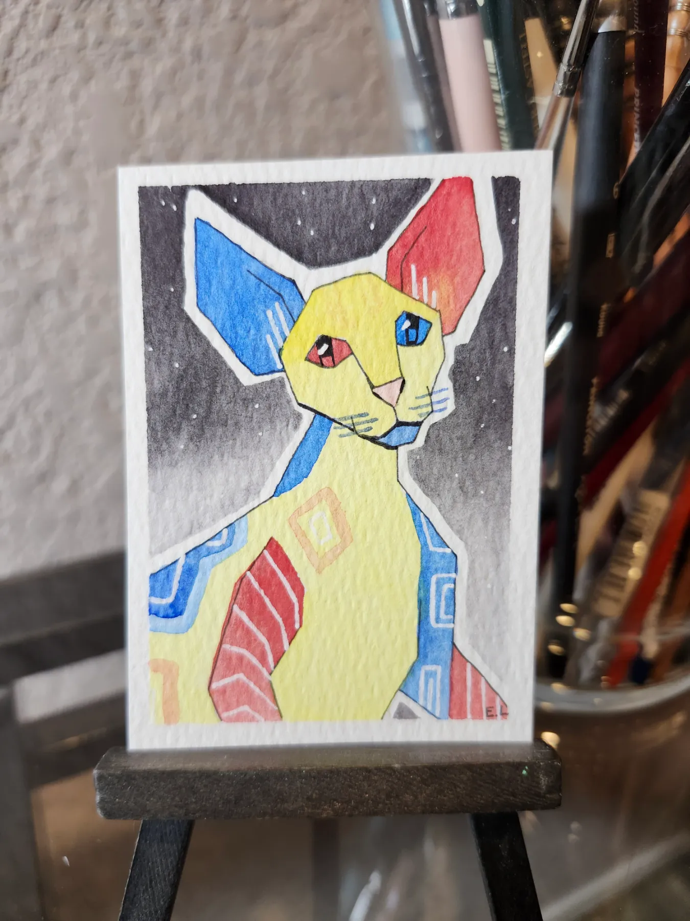 Primary Cat aceo art card
