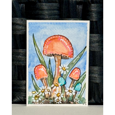 Mushrooms 2 aceo art card thumbnail 2