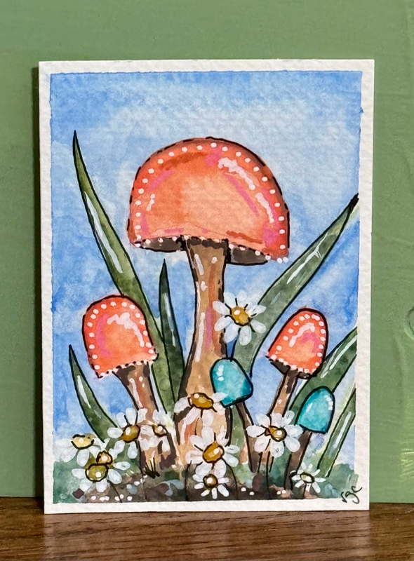 Mushrooms 2 aceo art card