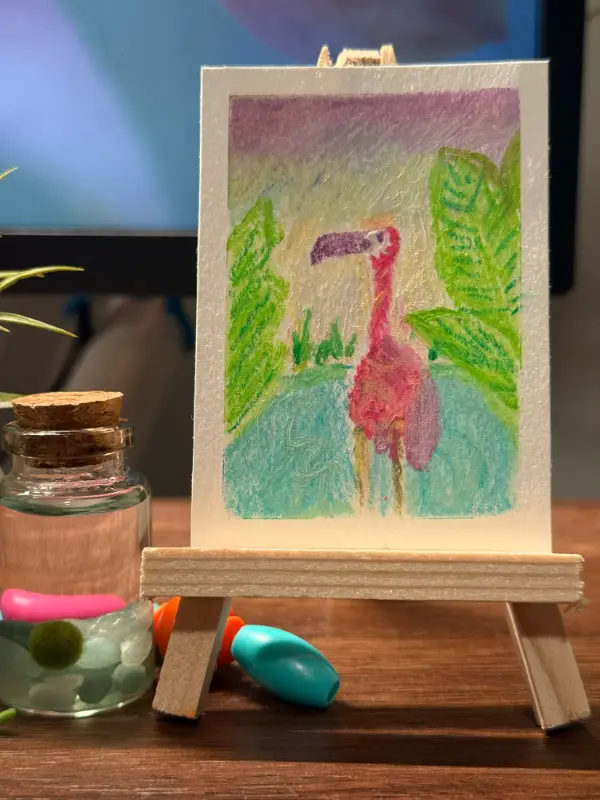 Flamingo at Sunset aceo art card