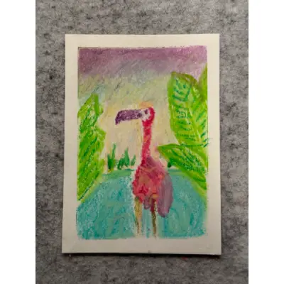 Flamingo at Sunset aceo art card thumbnail 3