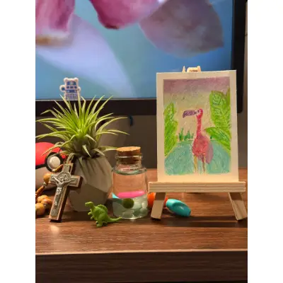 Flamingo at Sunset aceo art card thumbnail 2