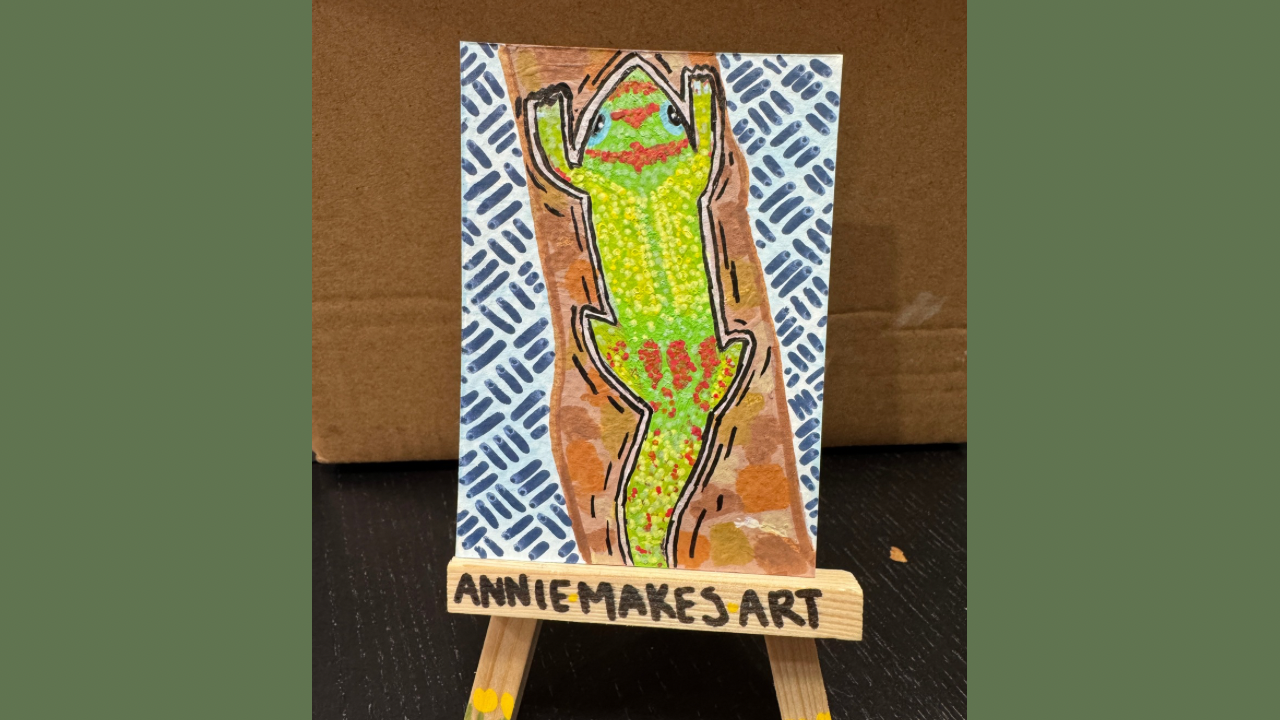 Funky Chunky Gecko aceo art card