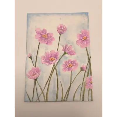 Pink Sky Meadow aceo art card thumbnail 3