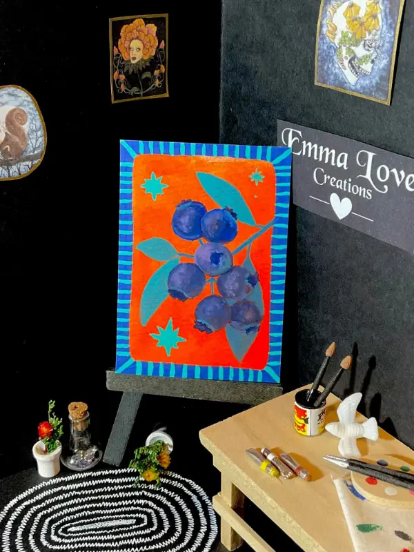 Blueberries aceo art card