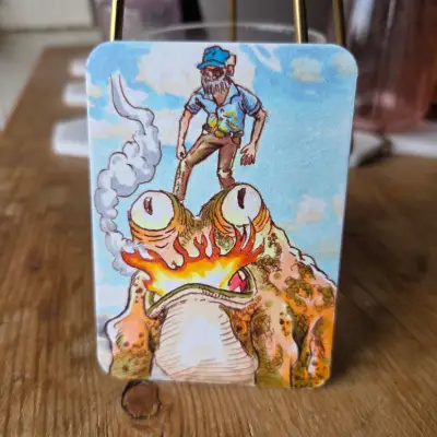 Ridin' the Frog aceo art card thumbnail 1