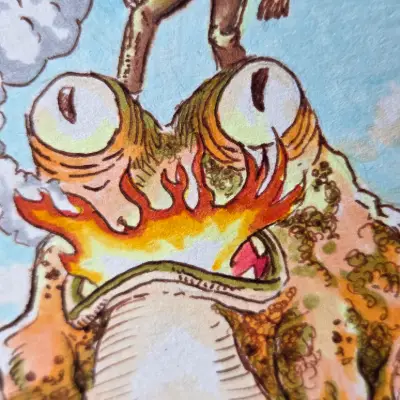 Ridin' the Frog aceo art card thumbnail 2