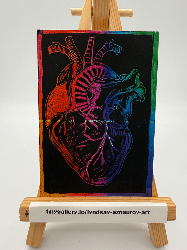 ACEO Original Heart Scratch Art by Lyndsay Aznaurov aceo art card