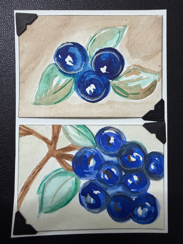 Blueberry Bloom II aceo art card