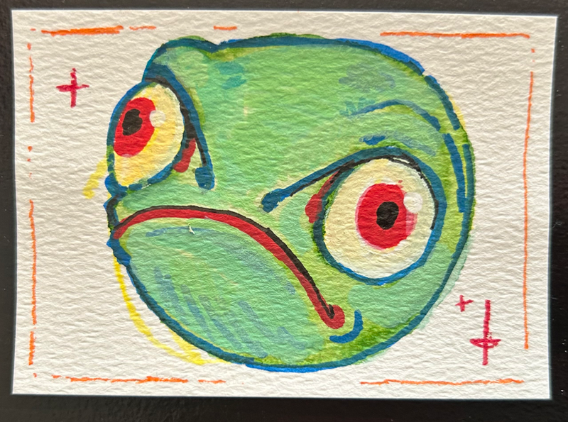 Frog aceo art card