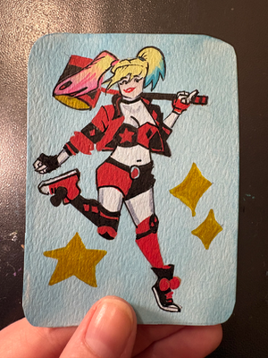 Harley Quinn aceo art card thumbnail 2