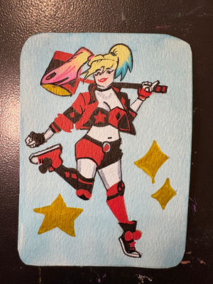 Harley Quinn aceo art card thumbnail 1