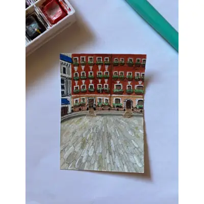 Walking in London aceo art card thumbnail 1