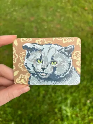 big gary with yellow flowers aceo art card thumbnail 1