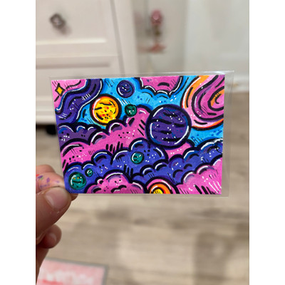 Rainbow Universe | Space Illustration aceo art card thumbnail 1