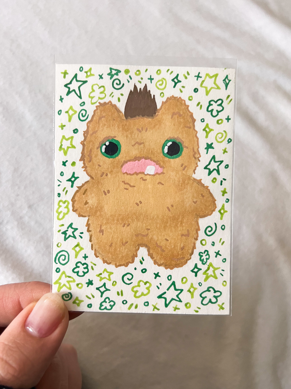 Screech The Fluffy Baby aceo art card