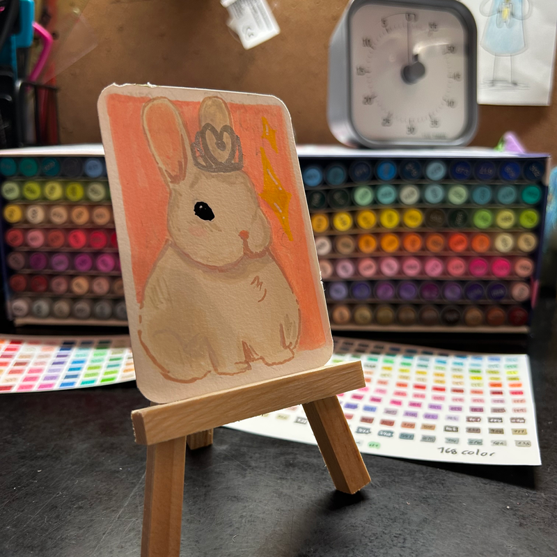 ACEO Art Card original “Lady Bun” #1 of “Lively Bunnies” aceo art card