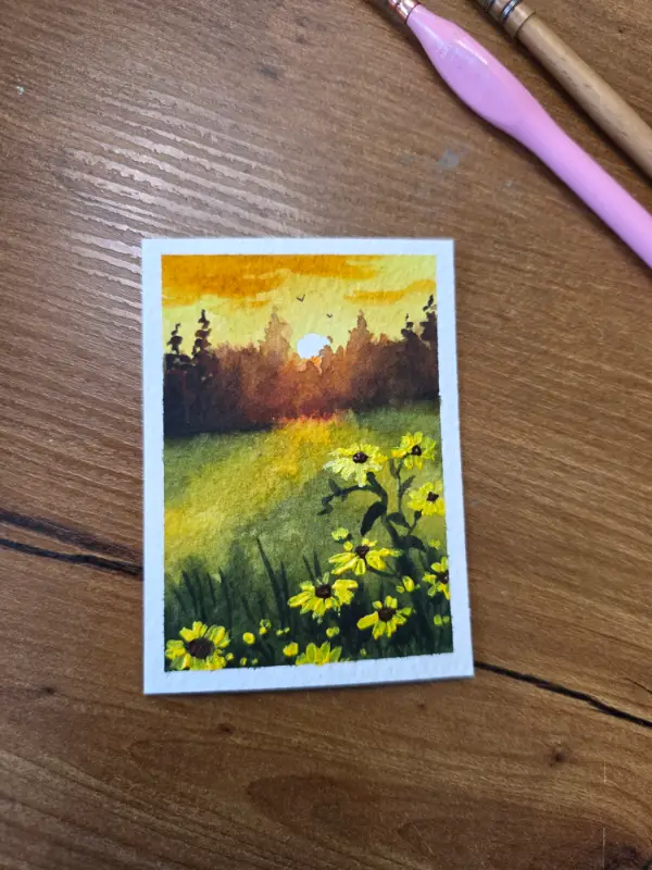 Sunflower Becoming aceo art card