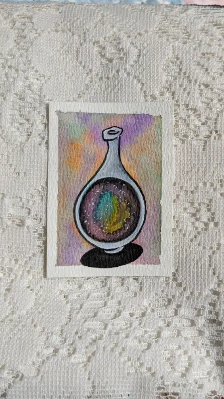 Message in a bottle aceo art card