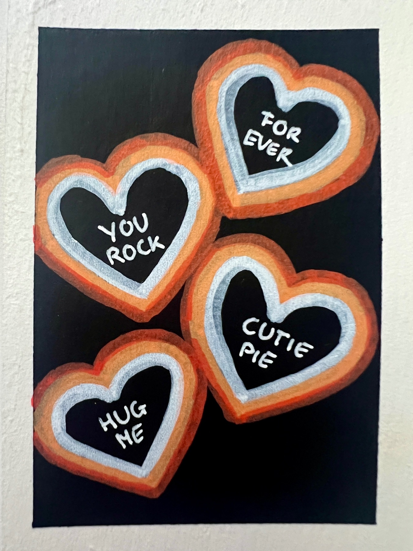 Valentine Heart Orange aceo art card