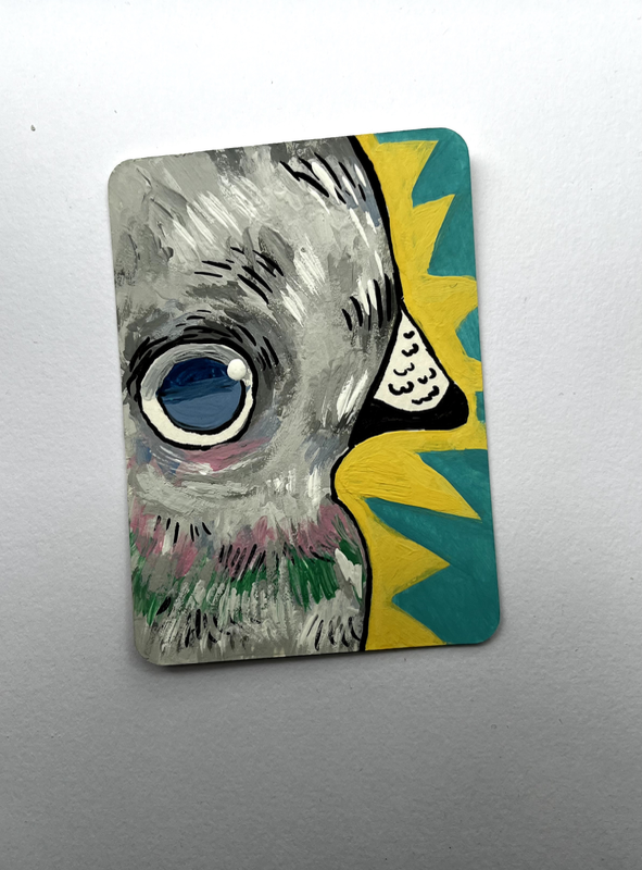 ACEO Original kb.creations Signed pigeon Illustration acryllic aceo art card