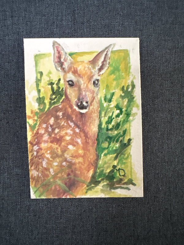 Morning Visitor aceo art card