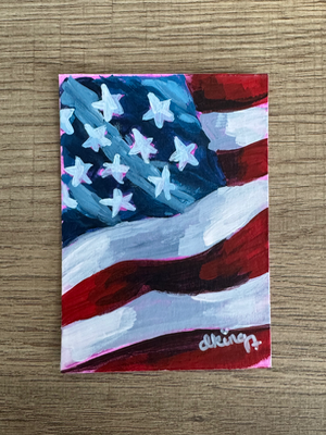 American Flag Study 3/7 aceo art card thumbnail 3