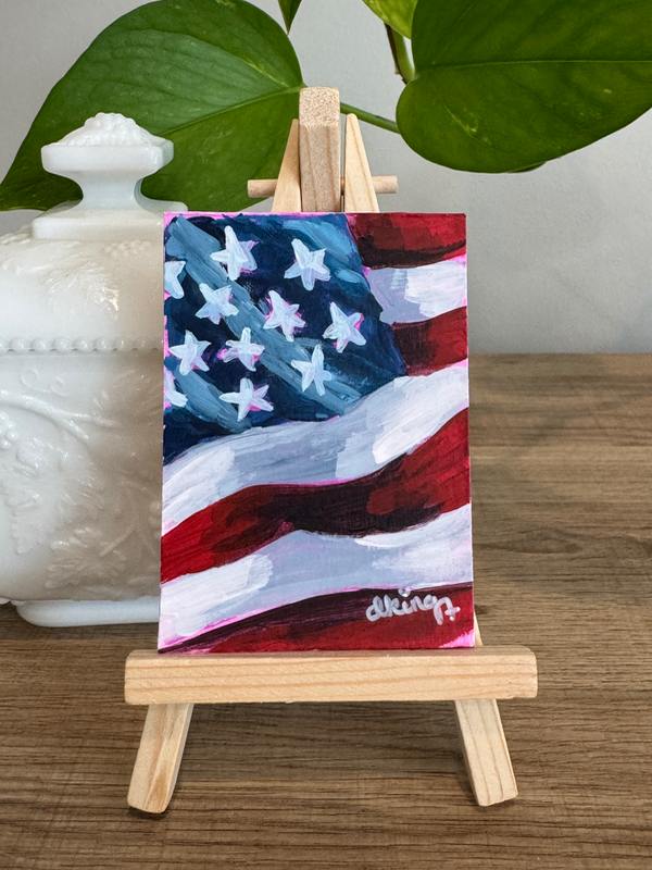 American Flag Study 3/7 aceo art card