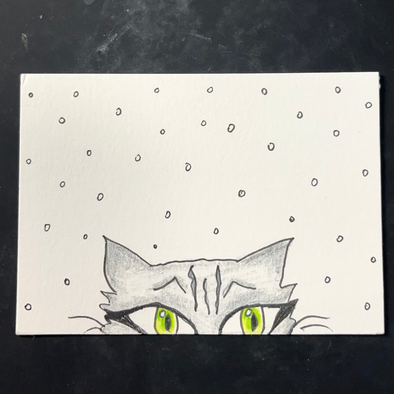 Peekaboo Kitty aceo art card