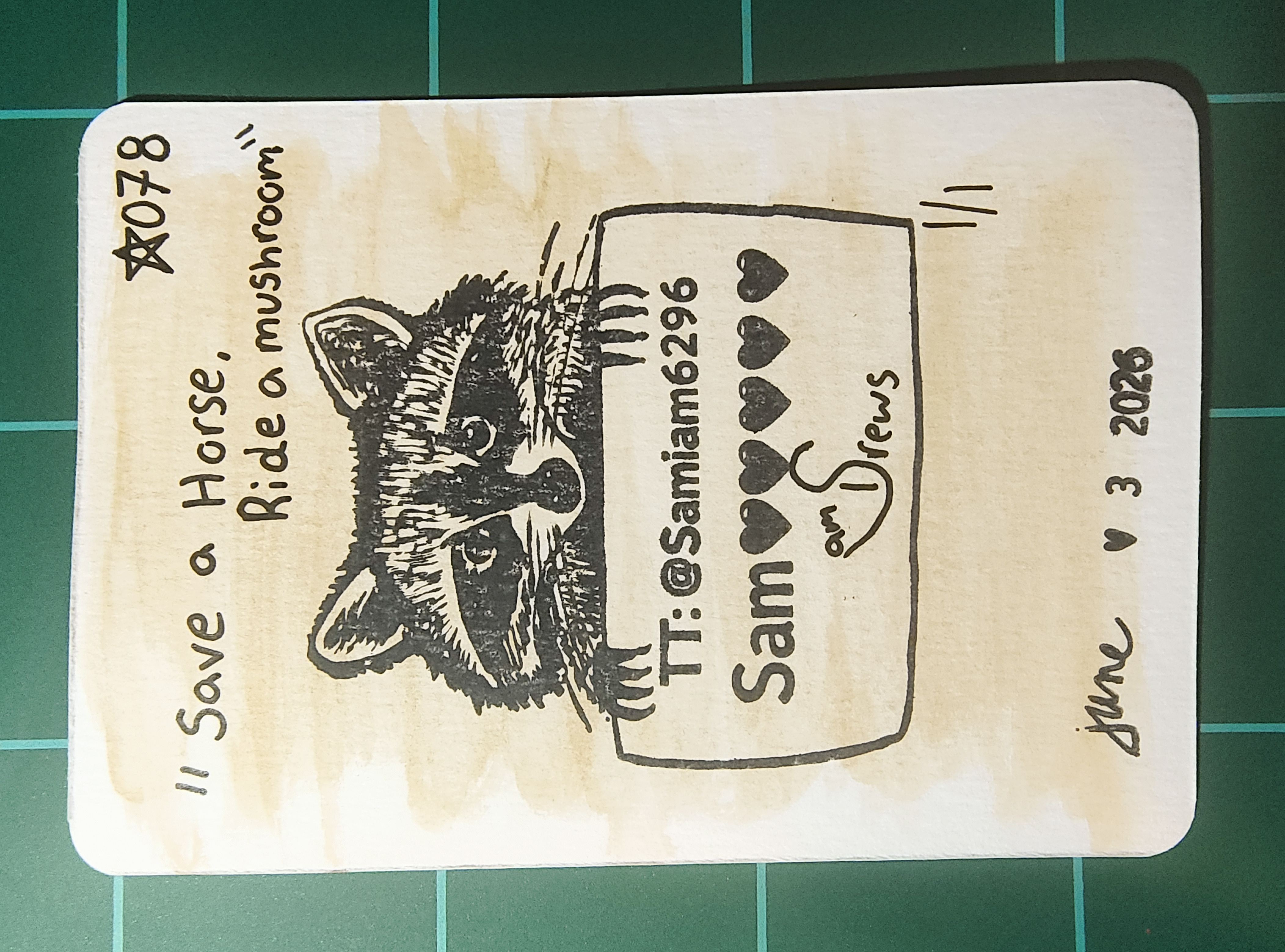 Save a Horse,Ride a mushroom aceo art card thumbnail 2