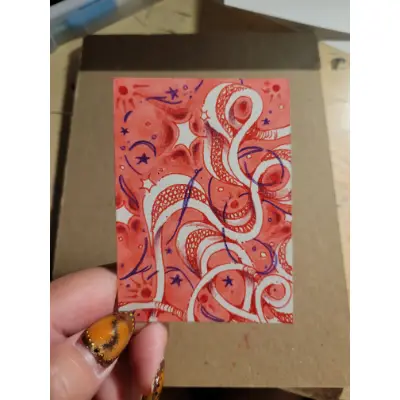 Busy Mind aceo art card thumbnail 1