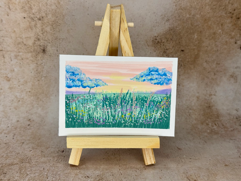 Morning Meadow with Flowers aceo art card