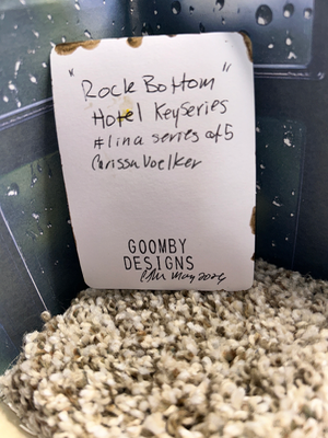 Rock Bottom Retreat Room 13 ACEO Original Motel Key Art Funny Painting aceo art card thumbnail 5