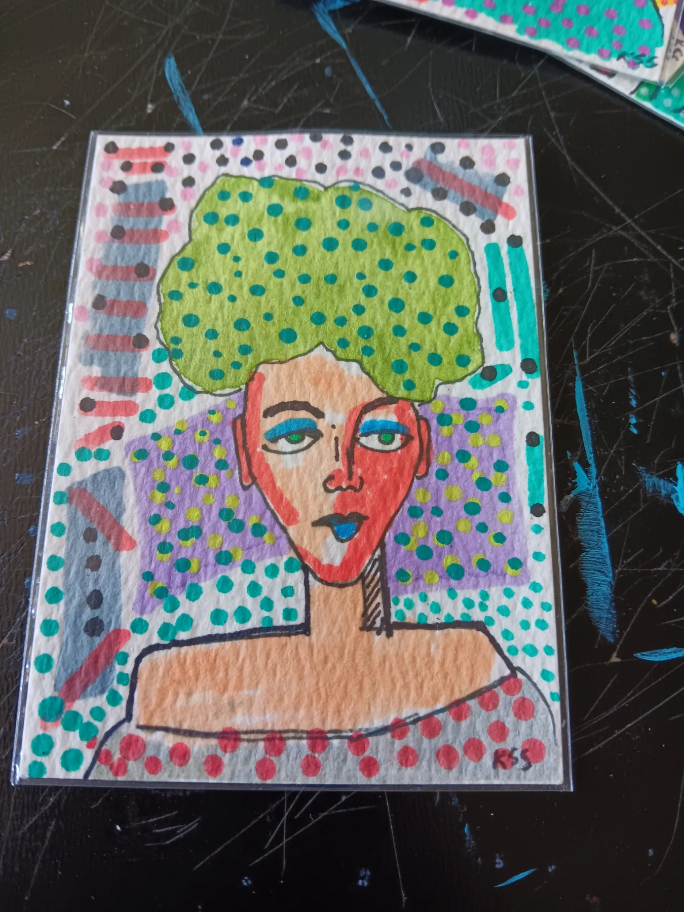 Jackie Abstract Woman aceo art card