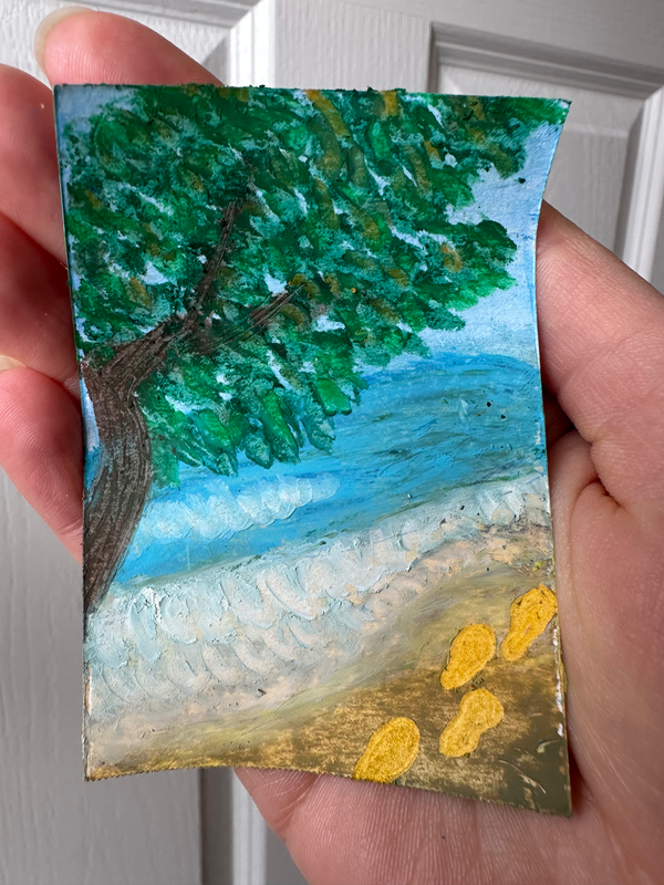 Footprints in the sand aceo art card