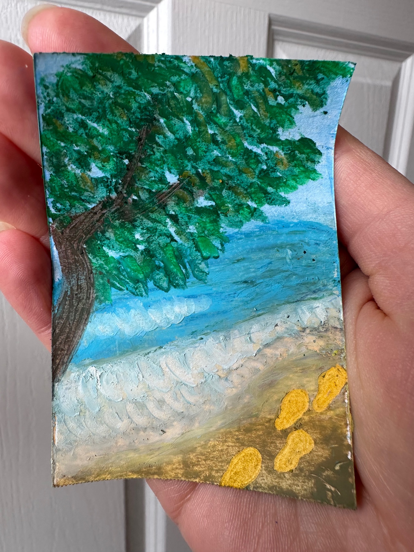 Footprints in the sand aceo art card