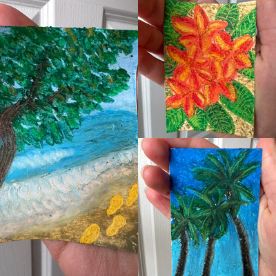 Footprints in the sand aceo art card thumbnail 2