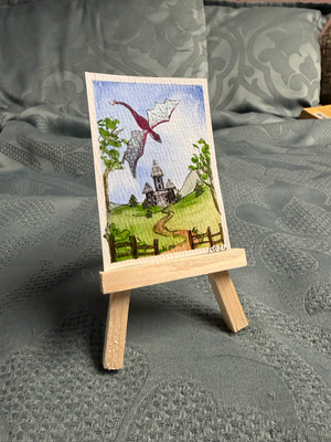 Dragons Roam Here 1/4 aceo art card thumbnail 2